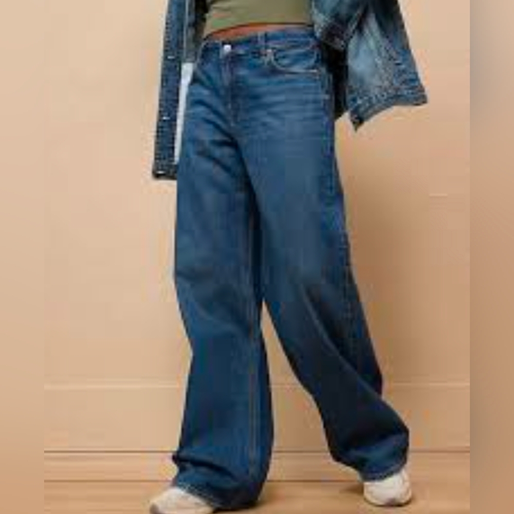 American Eagle Strigid Ex-Boyfriend High Rise Dark Wash Stretch Jean Plus Sz 14.